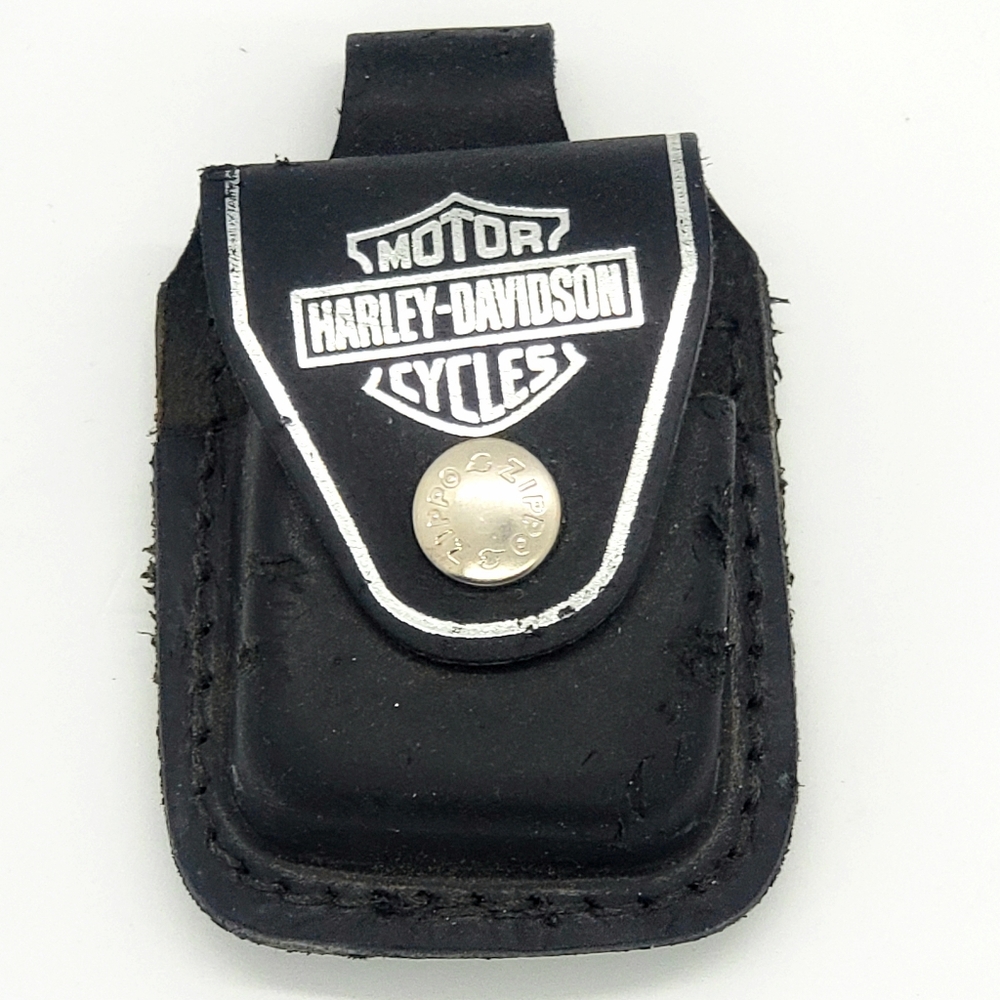 Harley Davidson Black Genuine Leather Zippo Lighter Belt Holster